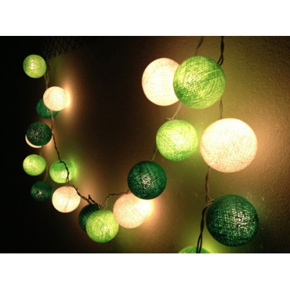 Green Cotton Ball String Lights